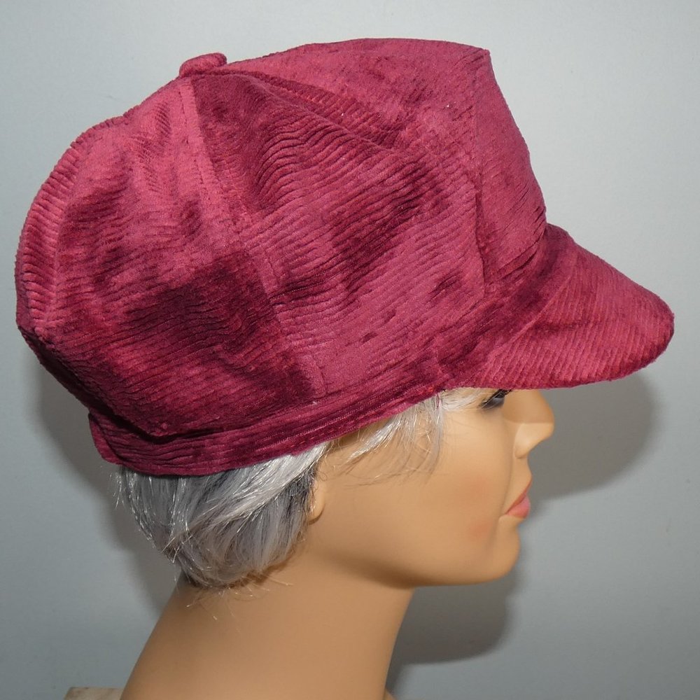 Stylish Fashionable Cranberry Colored Corduroy Newsboy Cap/Hat